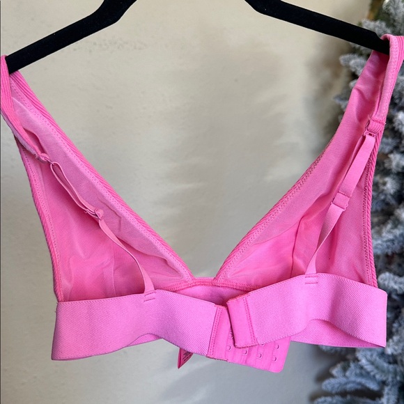 Skims Cotton Rib Plunge Bralette NWOT Size M sugar pink - Picture 3 of 4